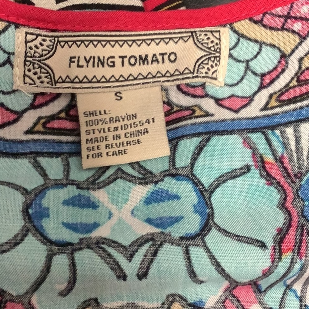 Flying Tomato Bohemian Multicolor W/Tassels Long Sleeve Tunic Top Dress Sz S - Picture 12 of 12